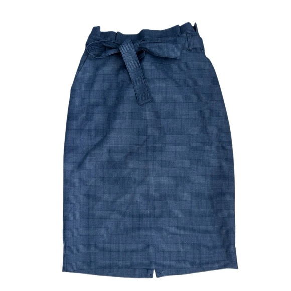 Banana Republic Dresses & Skirts - Banana Republic Plaid Skirt Size 0, Navy Glen Check Tie Waist Ruffle Pencil